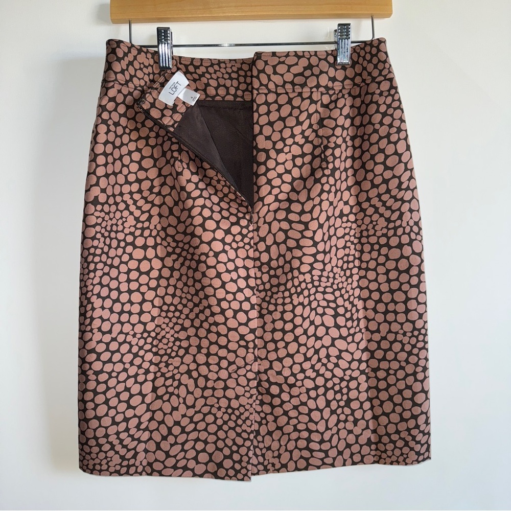 Ann Taylor LOFT Silk Blend Pebble Print Pencil Skirt - Brown/Black - Size 4 - Picture 5 of 10